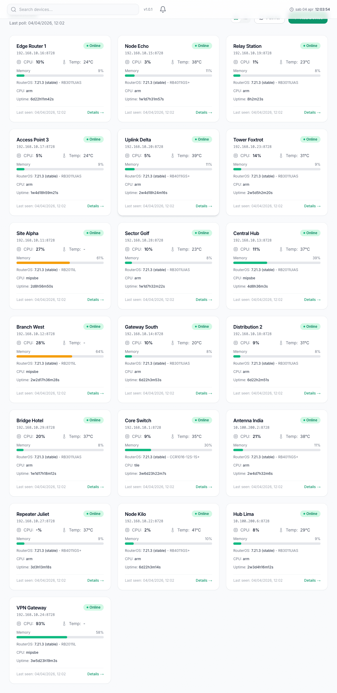 VIBELink device fleet overview
